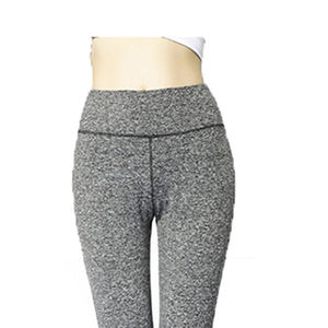 High Waist Seamless Yoga <b>Leggings</b> Full Length Solid Gray Spandex Polyester Four-Way Stretch <b>Women</b> Fitness Pants - Product Image 5
