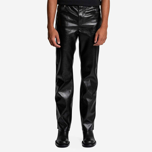 Casual Style with Professional Logo Printing <b>Men</b> <b>Leather</b> <b>Pant</b> Customized Top Design Outdoor Wear <b>Men's</b> <b>Leather</b> <b>Pants</b> - Product Image 1