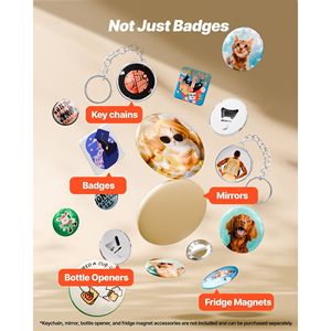Macchina per la creazione di badge con guscio frontale quadrato in latta da 1,97 x 1,97, spilla in plastica e retro magnetico, e coperture posteriori in plastica - Product Image 6