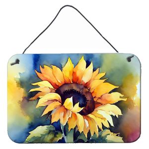Multicolor NEW 8HX12W Sunflowers Watercolor Wall Art Prints Aluminum Metal Door Hanging <b>Sign</b> for Kitchen <b>Bar</b> Bathroom Home Decor - Product Image 1