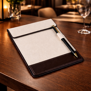 PU Leather Menu Holder Wallet Document Cover with Metal <b>Corner</b> <b>Protectors</b> for Restaurant Hotel Cafe Front Desk - Product Image 2