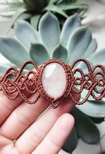 Handmade Macrame Rose Quartz <b>Bracelet</b> Natural Pink Gemstone Boho Adjustable Cord <b>Healing</b> Crystal Macrame Jewelry for Women - Product Image 3