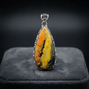 Colgante de energía curativa de Jaspe Abeja con brillo solar en plata de ley 925, unisex, estilo vintage para uso diario - Product Image 6