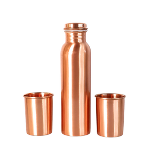 Bouteille d'eau en cuivre antique, cuivre pur, anti-fuite, artisanale, bienfaits ayurvédiques, écologique, durable, portable, grande taille - Product Image 1