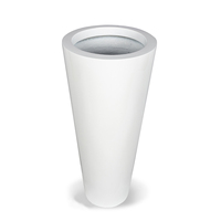 AURORA POTS Set Pot Bunga Minimalis Putih dari Fiberglass dengan Lubang Drainase Ramah Lingkungan Ringan untuk Penggunaan Dalam/Luar Ruangan Rumah