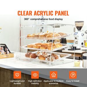 Commercial 3-Tier Countertop <b>Bakery</b> Display Case Acrylic 3-Tier Display <b>Box</b> Rear Door Access Removable Pastry Display Accessory - Product Image 3