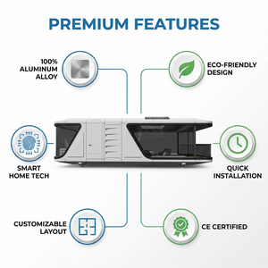 Cápsula Espacial de Acero de Lujo, Villa Contenedor Móvil Prefabricada Moderna, Edificio Modular Pequeño con Energía Solar para Oficinas y Centros Comerciales - Product Image 4