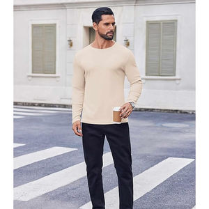 T-shirt décontracté pour homme, coupe ample, manches longues, col décontracté, 200 grammes, polyester/coton, anti-boulochage, idéal pour le sport et le travail - Product Image 3