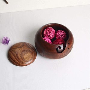 Wholesale Handmade Wooden Yarn Bowl with Lid Eco Friendly Round Wood Knitting Bowl Yarn Holder Storage for Crochet Yarn Bowl - Product Image 5