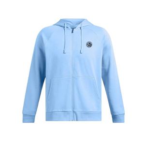 เสื้อฮู้ดแบบซิปคู่สำหรับผู้ชายผ้าฝ้าย100% และโพลีเอสเตอร์สีทึบพิมพ์ลายสไตล์ลำลองถักมีฮู้ดปิด - Product Image 1