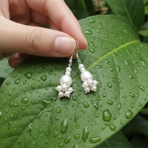 Pendientes Colgantes de Plata de Ley 925 al por Mayor con Dije Ovalado de Grado AAAA, Joyería de Perlas Hecha a Mano de Jaipur, India - Product Image 1