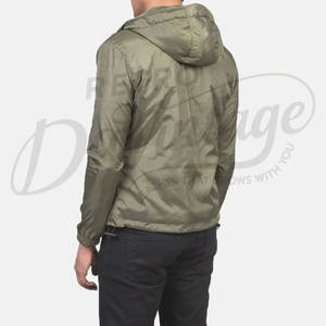 Veste à capuche légère pour homme, couleur olive, coupe slim, coupe-vent, zippée, pour le printemps - Product Image 2