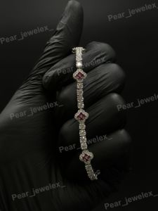 Luxury Pink Clover Moissanite Diamond Bracelet Iced Out 925 Silver Unique Fashion Jewelry For Women <b>Men</b> Gift - Product Image 1