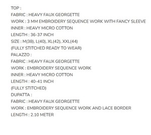 DESIGNER GEORGETTE EMBROIDERY SEQUENCE WORK <b>TOP</b> PALAZZO WITH DUPATTA <b>MAROON</b> 79209 - Product Image 6