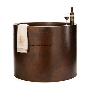 Baignoire en Cuivre Massif Style Vintage, Écologique, Forme Ronde, Idéale pour la Décoration de Salle de Bain – Direct Usine - Product Image 1