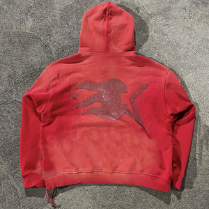 Men's <b>Orange</b> Oversized Hooded Sweatshirt Solid Color Casual <b>Fleece</b> Cotton Breathable Pocket Design Regular Fit Winter Wear - Product Image 1