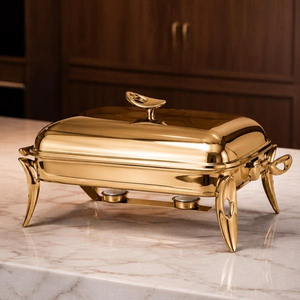Hot Selling Gold Rectangular Brass Chafer Fuel Powered Food Warmer Buffet Server Restaurant Supply Food Warmer Chafing Dish - Product Image 3