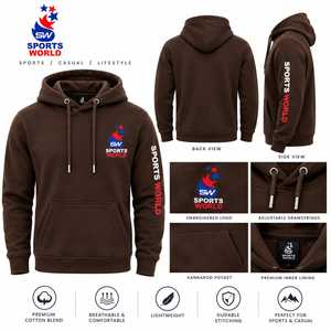 Sweat-shirt à capuche pour homme Sports World, pull à capuche avec logo brodé, poche kangourou, respirant, décontracté - Product Image 3