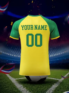 Maillot de football décontracté d'été à manches courtes pour hommes, T-shirt de supporter du Brésil, vente en gros par lot - Product Image 2