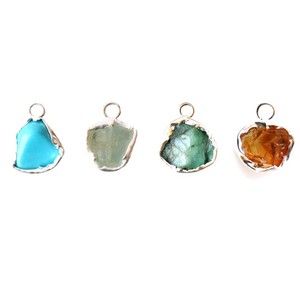 Raw Crystal & Gemstone Pendant Charm | Gold Plated Amazonite Stone | Trendy Women's DIY Jewelry Supplies - Product Image 2