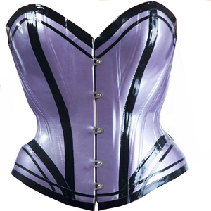 Corsé de cuero sintético azul para mujer con cierre de gancho y ojal, top moldeador de control firme - Product Image 3