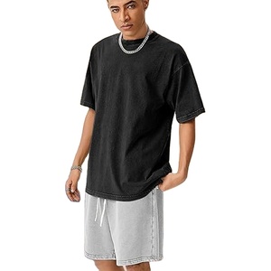 230g 100% Cotton High Quality Custom Washed Vintage Distressed Mens T Shirt Oversized Drop Shoulder Custom Digital Printing - Product Image 1