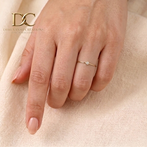 Anillo de Oro Sólido de 14 Quilates con Diamante Cultivado en Laboratorio, Corte Brillante Redondo de 1.80 mm, Joyería Única para Mujer, Regalo Perfecto para Fiesta de Compromiso - Product Image 6
