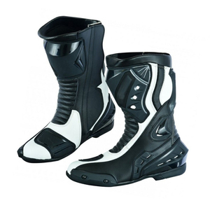 Bottes en cuir pour motards, qualité supérieure, respirantes, logo personnalisé, couleur unique, haute adhérence, chaussures de moto pour adultes, ODM - Product Image 1