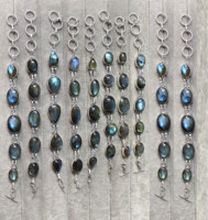 Bracelet jonc unisexe en labradorite, pierre précieuse naturelle, avec breloque, bijoux en cristal de qualité supérieure, chaîne à maillons, cadeau islamique, vente en gros