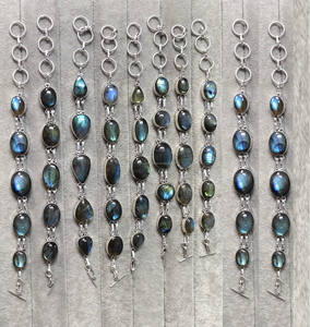 Brazalete de labradorita de piedras preciosas naturales, pulseras Unisex, regalo al por mayor, joyería de cristal de calidad superior, pulseras de cadena de eslabones - Product Image 1