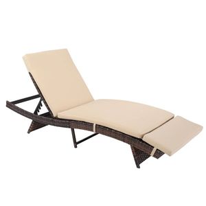 Sedia da Giardino in Rattan Intrecciato con Telaio in Ferro a Forma di S, 193*68*33cm, Cuscino Sfumato Marrone-Beige - Product Image 3