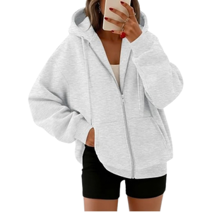 Sweat-shirts à capuche zippés surdimensionnés pour femmes, style Y2K, avec motifs personnalisés et couronne tendance, collection automne 2026 - Product Image 1