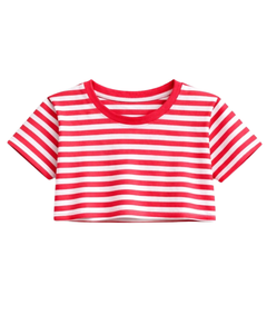 Ensemble décontracté d'été deux pièces pour femme : crop top rayé multicolore et short, taille élastique, tenue de détente, streetwear, OEM - Product Image 2