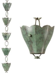 Cadena de Lluvia de Cobre Grabado con Diseño de Pétalos, Estilo Vintage, para Recolección de Agua en Canaletas de Techo, Adorno de Jardín - Product Image 5