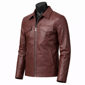Genuine Sheep Skin <b>Men</b> Leather Jacket <b>Men</b> Slim Fit Regular <b>Coat</b> Custom Waterproof Eco-Friendly Breathable Windproof - Product Image 3