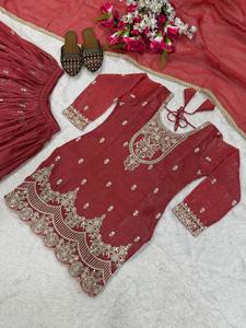 Conjunto de traje Sharara bordado de diseñador para mujer con dupatta, trabajo de hilo pesado, estilo pakistaní, Salwar Kameez, ropa para bodas y fiestas. - Product Image 3