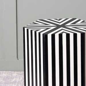 Belladec Modern Bone Inlay Console Stool with Striped <b>Black</b> Design for Bedroom and Living Room <b>Bedside</b> Home Use - Product Image 2