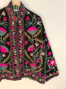 Velvet Suzani Embroidered <b>Jacket</b> Handmade indian ethnic embroidery <b>jackets</b> Floral Suzani <b>Jacket</b> Pure Velvet <b>Jacket</b> Boho <b>Hippie</b> - Product Image 4