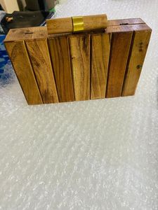 Pochette en bois avec poignée perlée, élégante pour soirée, sac de soirée fait main, boîtes en bois de créateur pour mariage, pochette en bois d'Inde - Product Image 2