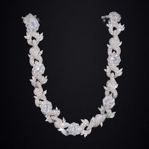 Collier Moissanite motif floral, collier tennis scintillant avec fleurs et feuilles, bijoux de luxe pour mariée, cadeau pour femme - Product Image 1