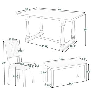 Set da Pranzo a 6 Pezzi con Forme Speciali, Sedute e Schienali Rivestiti in Schiuma, Design Unico delle Gambe, Include Tavolo e Sedie - Product Image 6