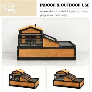 Casetta per Tartarughe in Legno Massello per Razze Medie e Piccole, Moderna Cuccia per Interni ed Esterni per Ricci, con Imballaggio in Scatola - Product Image 4