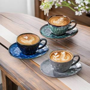 Handmade Ceramic Coffee <b>Cup</b> & <b>Saucer</b> Set Wabi-Sabi Style Reactive Glaze Espresso <b>Cups</b> Heat Resistant 240ml Artisanal Design - Product Image 6
