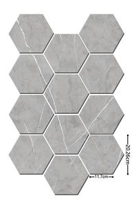 Carreaux muraux hexagonaux autocollants en PVC/PET, design grain de bois et marbre, installation facile, décoration murale intérieure, directement de l'usine - Product Image 2