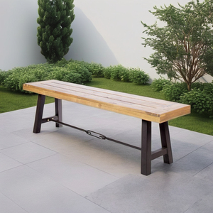Banco de Comedor Moderno para Exteriores, Ecológico, de Madera de Acacia y Metal, para 4 Personas, sin Respaldo, para Patio y Jardín, Artesanía Pindel PH-GT-2144 - Product Image 2