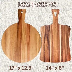 เขียงพิซซ่าไม้กระถินทรงกลม พร้อมด้ามจับ - Product Image 1