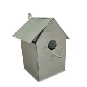 Pet Products Iron Bird Feeder Wall Hanging Hut Shaped White Wash Colour American Style Per Bowls And Feeders In Bulk