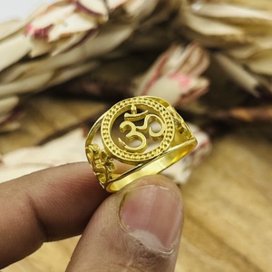 Trendy Design Om Boho Brass Wedding Jewelry Women 18k Gold Plated Religious Spiritual Yoga <b>Statement</b> <b>Ring</b> Wholesale/OEM/ODM - Product Image 2