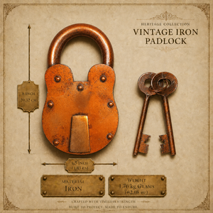 SHUBHAM Vintage Copper Look Handmade Iron Geometric Padlock <b>Door</b> Mount Decoration <b>Rustic</b> Home Decor for Entryway Outdoor Use - Product Image 6