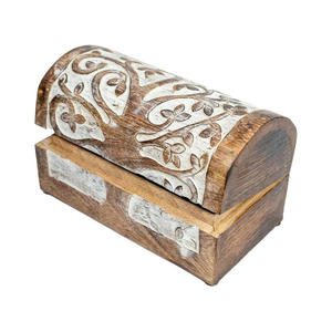 <b>Cheap</b> Vintage Wooden Storage Box for Jewelry, <b>Rings</b>, Earrings, Coins and Decorative Keepsakes with Handmade Carved Craftsmanship - Product Image 4